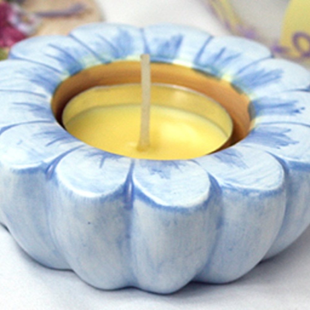 *HP* Blue Flower Shaped Ceramic Tealight Candle Holder #13281 (NWT) #1